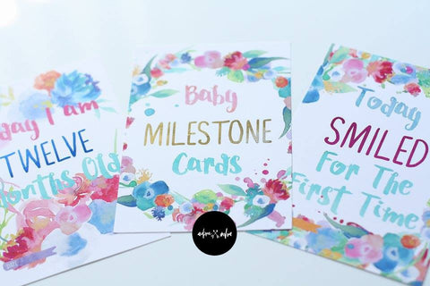 Watercolour Floral Baby Milestone Cards
