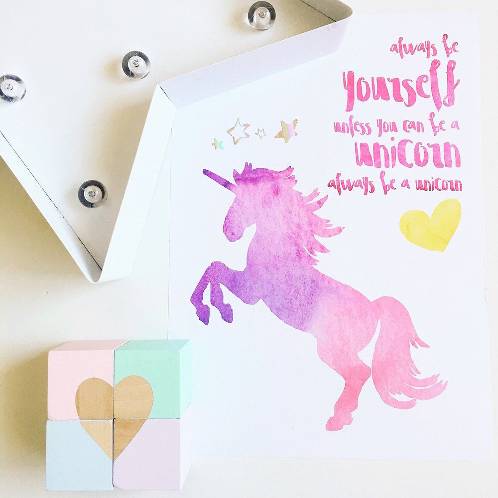 Unicorn Watercolour Foil Print